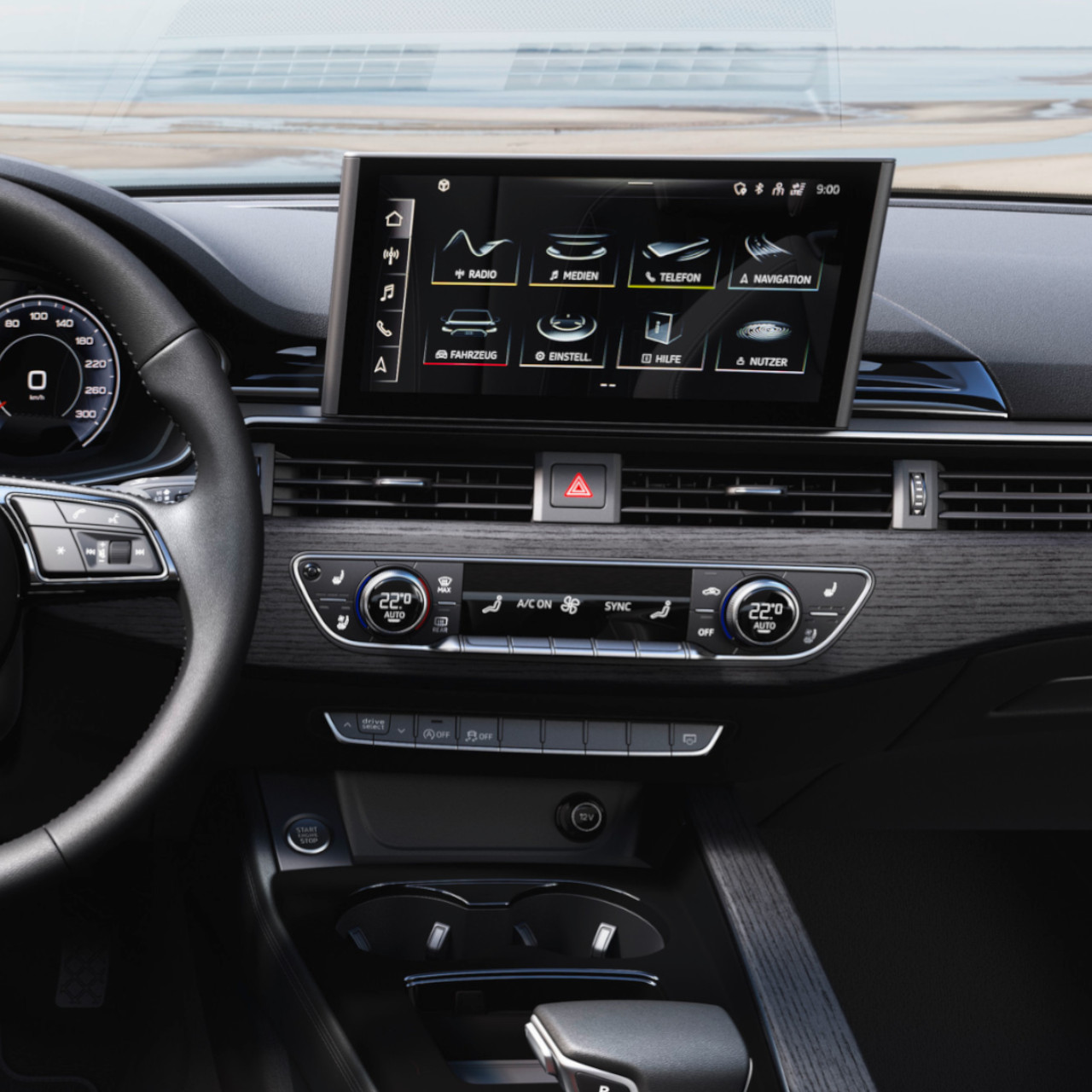 Nahaufnahme des Cockpits mit Blick aufs Audiosystem des A5 Cabriolet